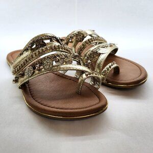 Gold & Brown  Colored Boho Coin Slide Sandals